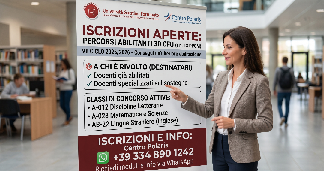 Nuove Iscrizioni Aperte Percorsi Abilitanti 30 CFU (art. 13 DPCM) – VII Ciclo 20252026